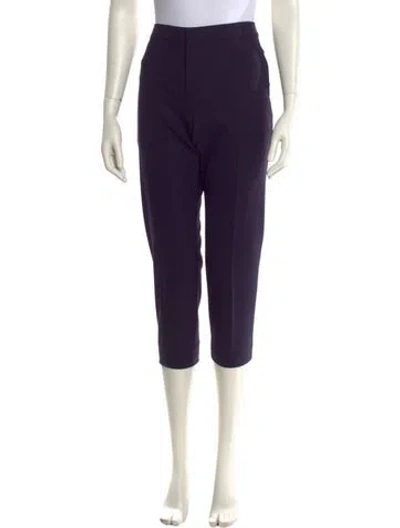 Pre-owned Chloé Virgin Wool Straight Leg Pants In Purple
