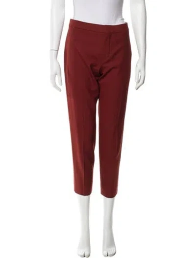 Pre-owned Chloé Virgin Wool Straight Leg Pants In Red