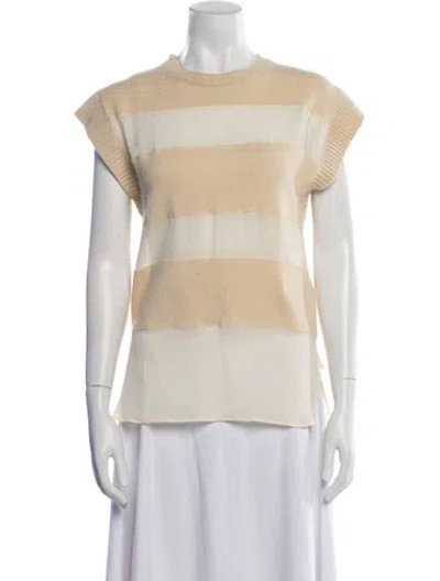 Pre-owned Chloé Virgin Wool Striped Sweater In Neutral