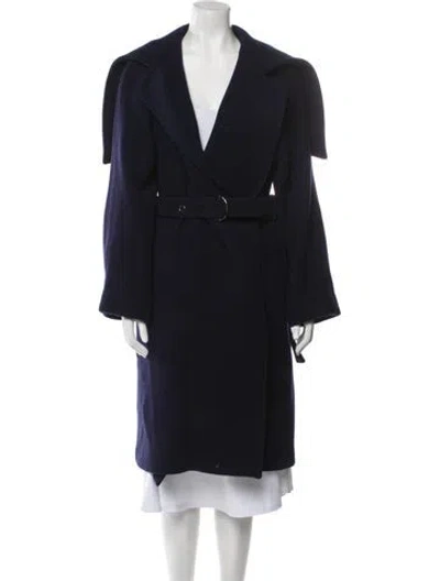 Pre-owned Chloé Virgin Wool Trench Coat In Blue