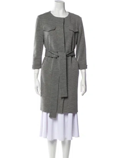 Pre-owned Chloé Virgin Wool Trench Coat In Gray