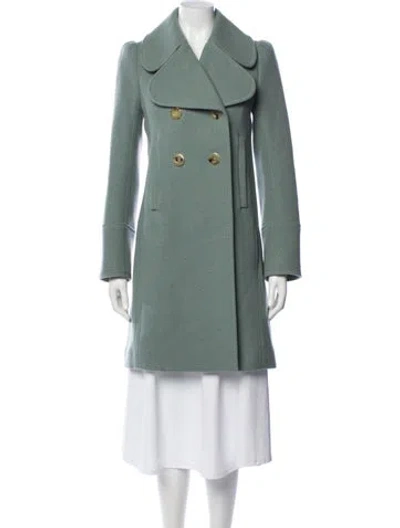 Pre-owned Chloé Virgin Wool Trench Coat In Green