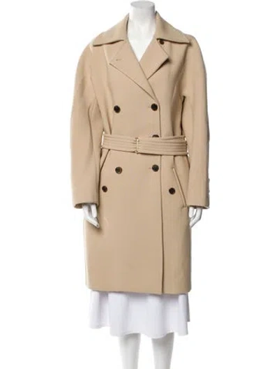 Pre-owned Chloé Virgin Wool Trench Coat In Neutral