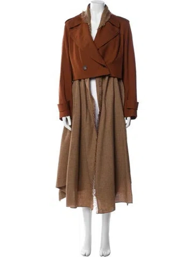 Pre-owned Chloé Virgin Wool Trench Coat In Neutral