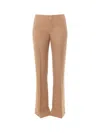 Chloé Beige Flared Pants With Asymmetric Hem In Grain De Poudre Wool Woman