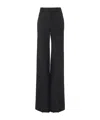 Chloé Flared Wool Trousers Asymmetrical Hems In Blue