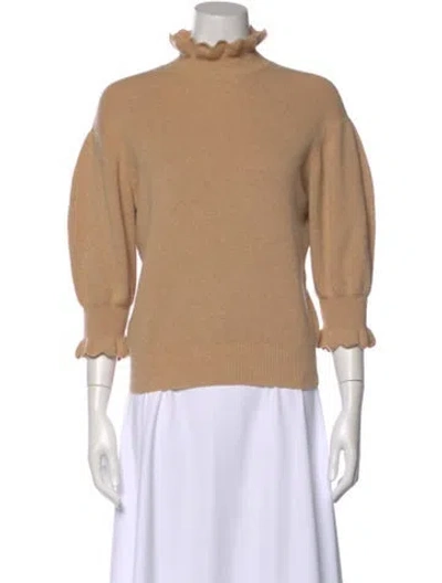 Pre-owned Chloé Virgin Wool Turtleneck Sweater In Neutral