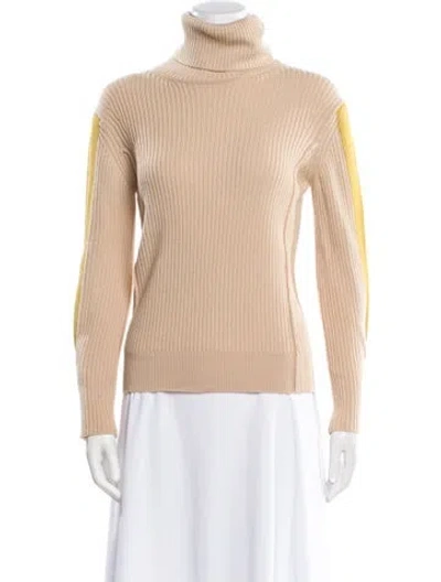 Pre-owned Chloé Virgin Wool Turtleneck Sweater In Neutral
