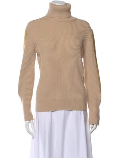 Pre-owned Chloé Virgin Wool Turtleneck Sweater In Neutral