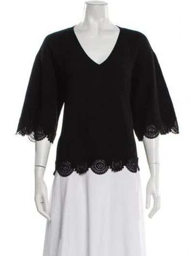 Pre-owned Chloé Virgin Wool V-neck Blouse In Black