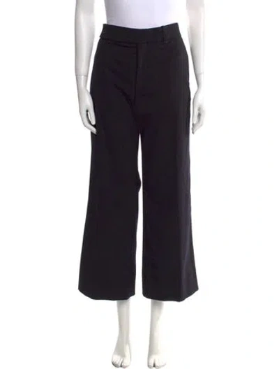Pre-owned Chloé Virgin Wool Wide Leg Pants In Black