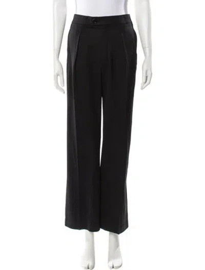 Pre-owned Chloé Virgin Wool Wide Leg Pants In Black