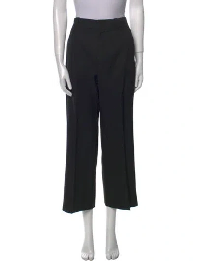 Pre-owned Chloé Virgin Wool Wide Leg Pants In Black