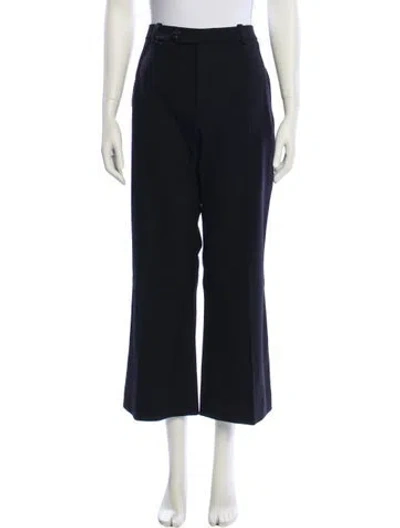 Pre-owned Chloé Virgin Wool Wide Leg Pants In Black