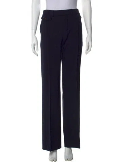 Pre-owned Chloé Virgin Wool Wide Leg Pants In Black