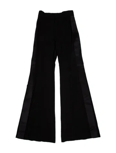 Pre-owned Chloé Virgin Wool Wide Leg Pants In Black