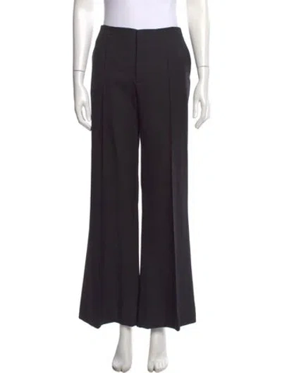 Pre-owned Chloé Virgin Wool Wide Leg Pants In Black