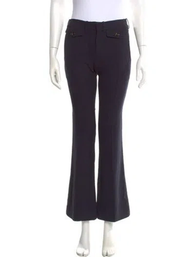 Pre-owned Chloé Virgin Wool Wide Leg Pants In Black