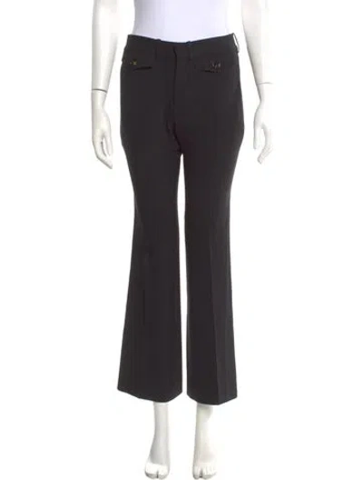 Pre-owned Chloé Virgin Wool Wide Leg Pants In Black