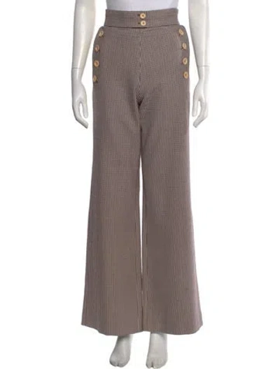Pre-owned Chloé Virgin Wool Wide Leg Pants In Black