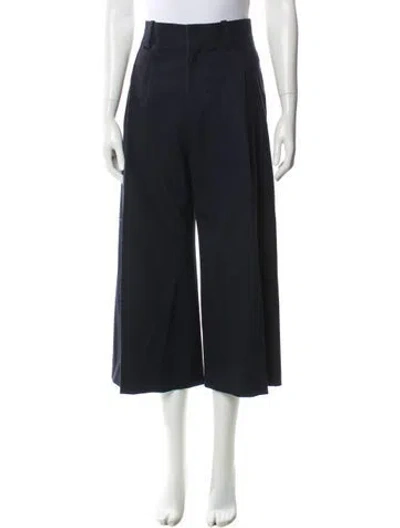 Pre-owned Chloé Virgin Wool Wide Leg Pants In Black