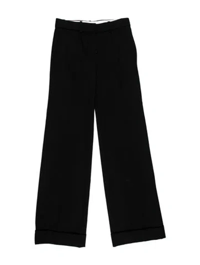 Pre-owned Chloé Virgin Wool Wide Leg Pants In Black