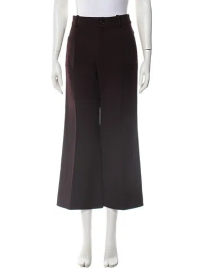 Pre-owned Chloé Virgin Wool Wide Leg Pants In Black
