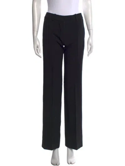 Pre-owned Chloé Virgin Wool Wide Leg Pants In Black