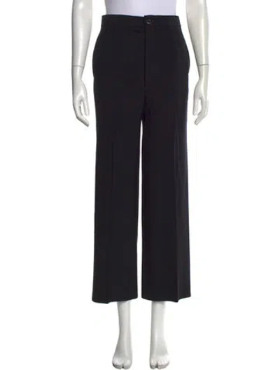 Pre-owned Chloé Virgin Wool Wide Leg Pants In Black