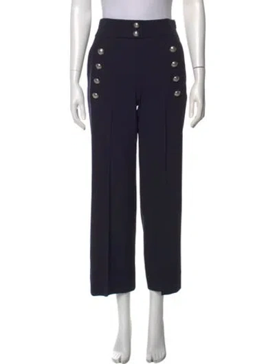 Pre-owned Chloé Virgin Wool Wide Leg Pants In Blue