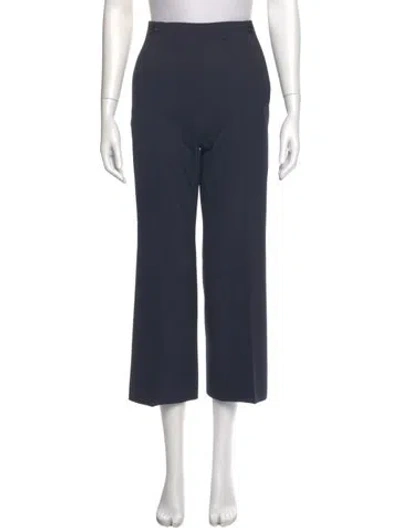 Pre-owned Chloé Virgin Wool Wide Leg Pants In Blue