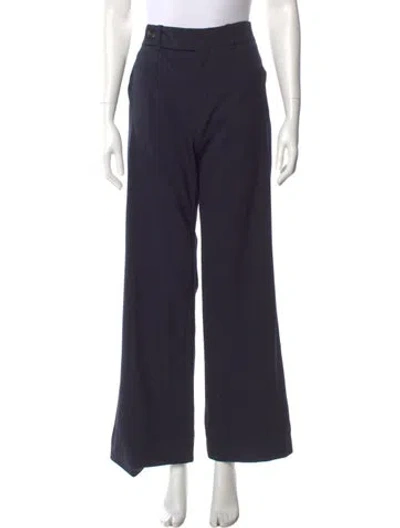 Pre-owned Chloé Virgin Wool Wide Leg Pants In Blue
