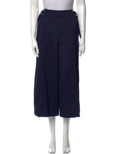 Pre-owned Chloé Virgin Wool Wide Leg Pants In Blue