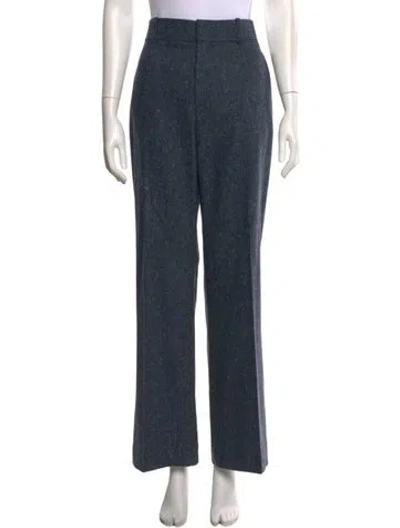 Pre-owned Chloé Virgin Wool Wide Leg Pants In Blue