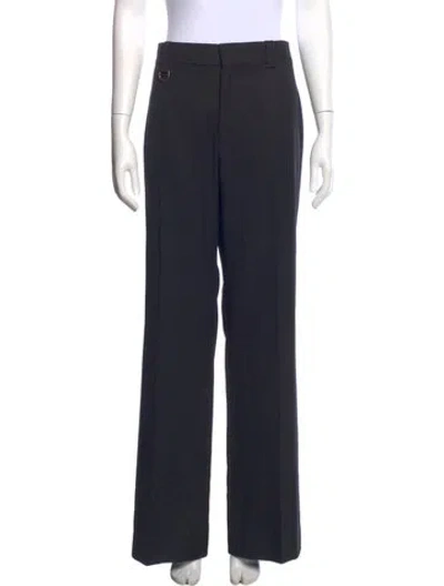 Pre-owned Chloé Virgin Wool Wide Leg Pants In Blue