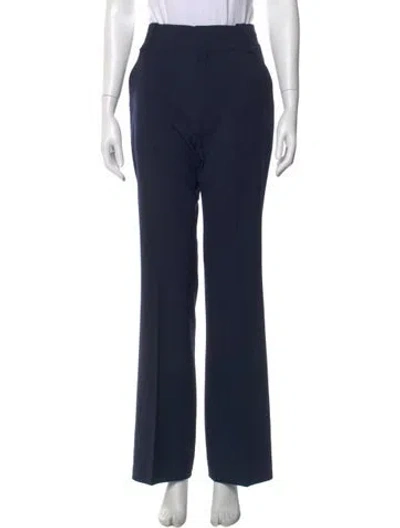 Pre-owned Chloé Virgin Wool Wide Leg Pants In Blue