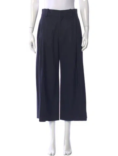 Pre-owned Chloé Virgin Wool Wide Leg Pants In Blue
