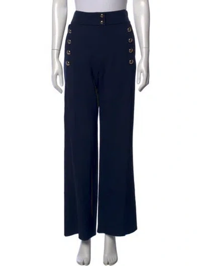 Pre-owned Chloé Virgin Wool Wide Leg Pants In Blue