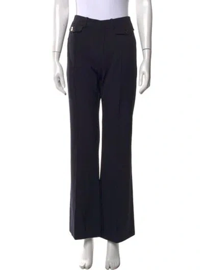 Pre-owned Chloé Virgin Wool Wide Leg Pants In Blue