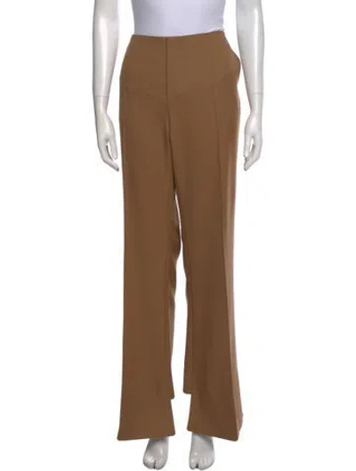 Pre-owned Chloé Virgin Wool Wide Leg Pants In Brown