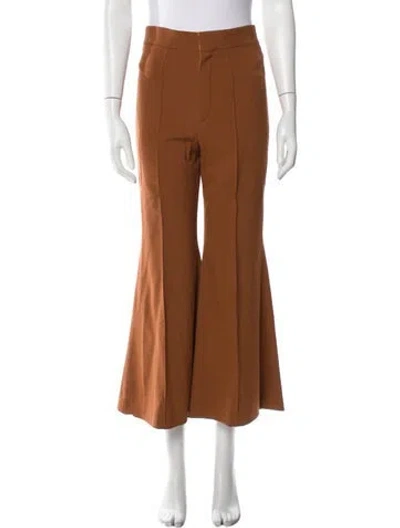 Pre-owned Chloé Virgin Wool Wide Leg Pants In Brown