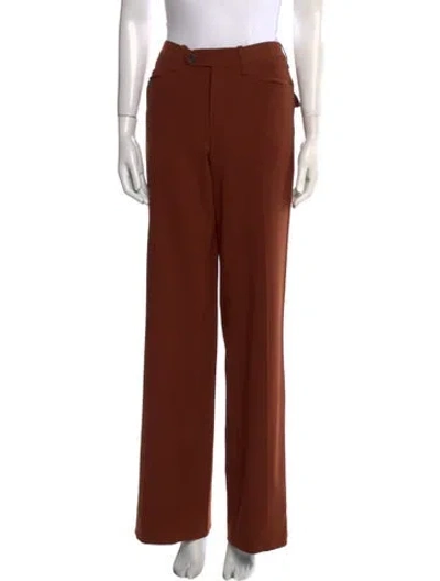 Pre-owned Chloé Virgin Wool Wide Leg Pants In Brown
