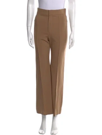 Pre-owned Chloé Virgin Wool Wide Leg Pants In Brown