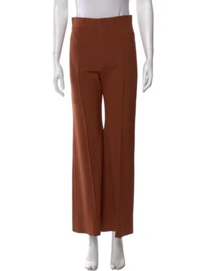 Pre-owned Chloé Virgin Wool Wide Leg Pants In Brown