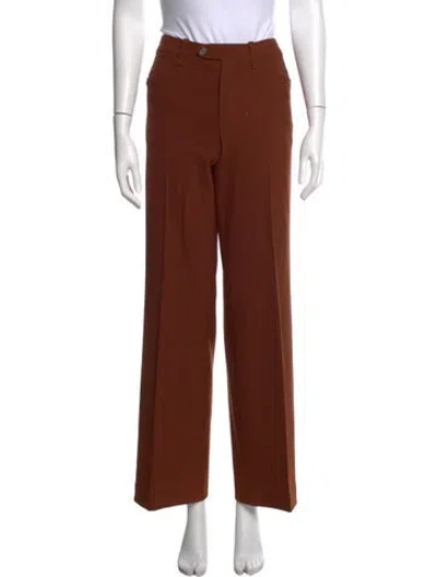 Pre-owned Chloé Virgin Wool Wide Leg Pants In Brown