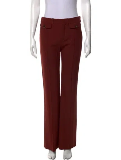 Pre-owned Chloé Virgin Wool Wide Leg Pants In Burgundy