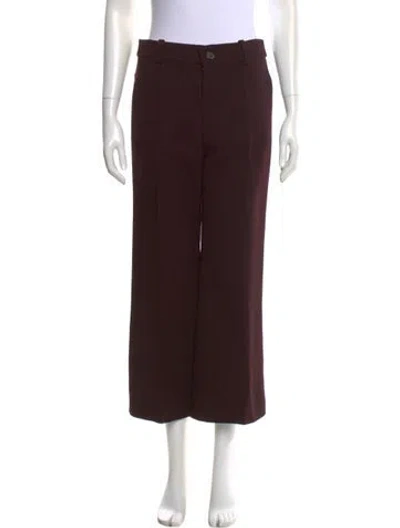 Pre-owned Chloé Virgin Wool Wide Leg Pants In Burgundy