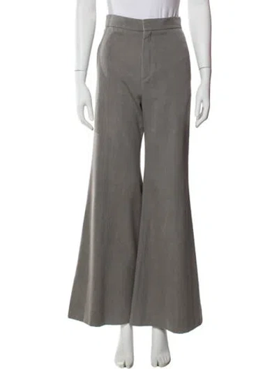 Pre-owned Chloé Virgin Wool Wide Leg Pants In Gray