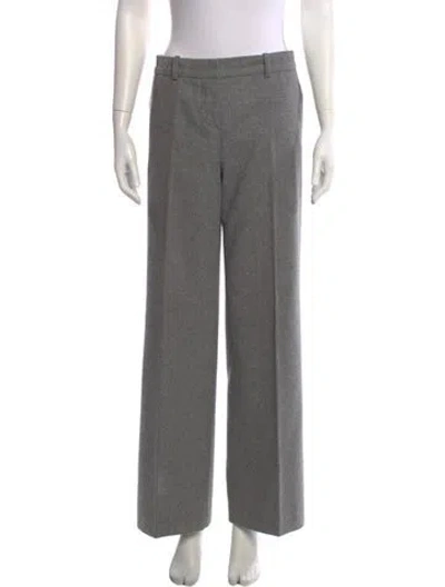 Pre-owned Chloé Virgin Wool Wide Leg Pants In Gray