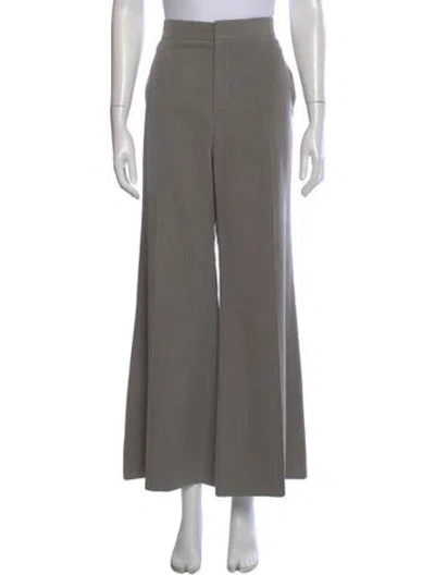 Pre-owned Chloé Virgin Wool Wide Leg Pants In Gray